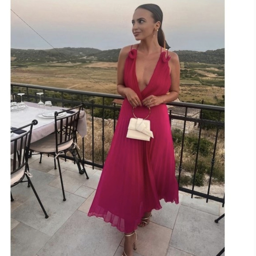 Zara Pleated Pink Dress Size S NWT